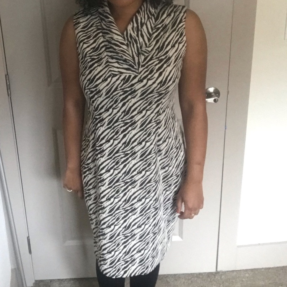 Calvin Klein Black and White Zebra Sheath Dress